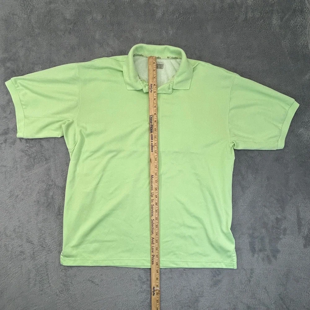 Columbia PFG Mens Polo Shirt Large‎ Lime Green Short Sleeve Fishing Ventilated L